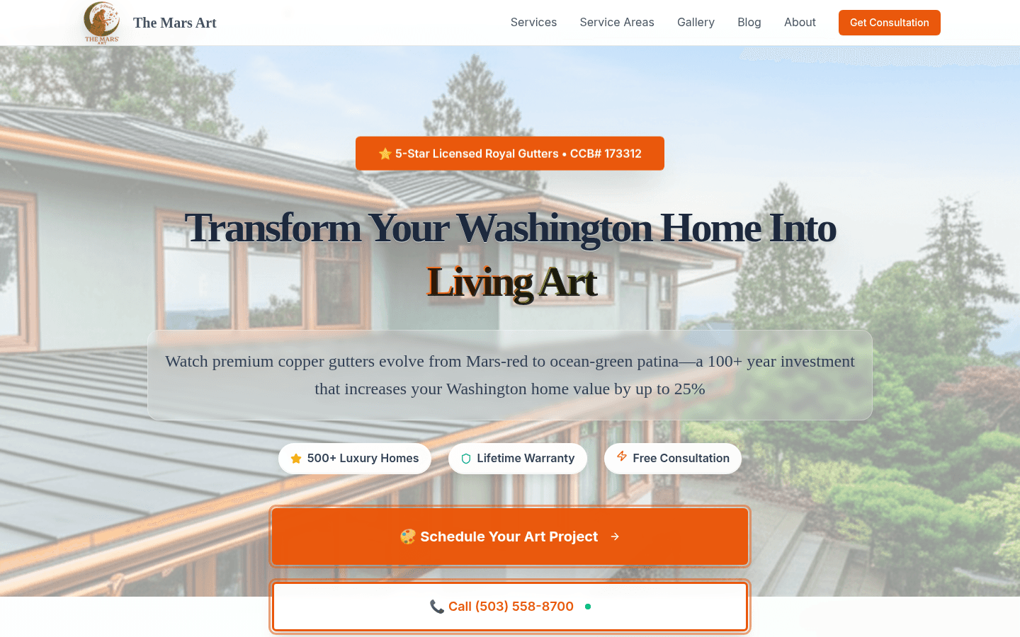 Screenshot of The Mars Art website