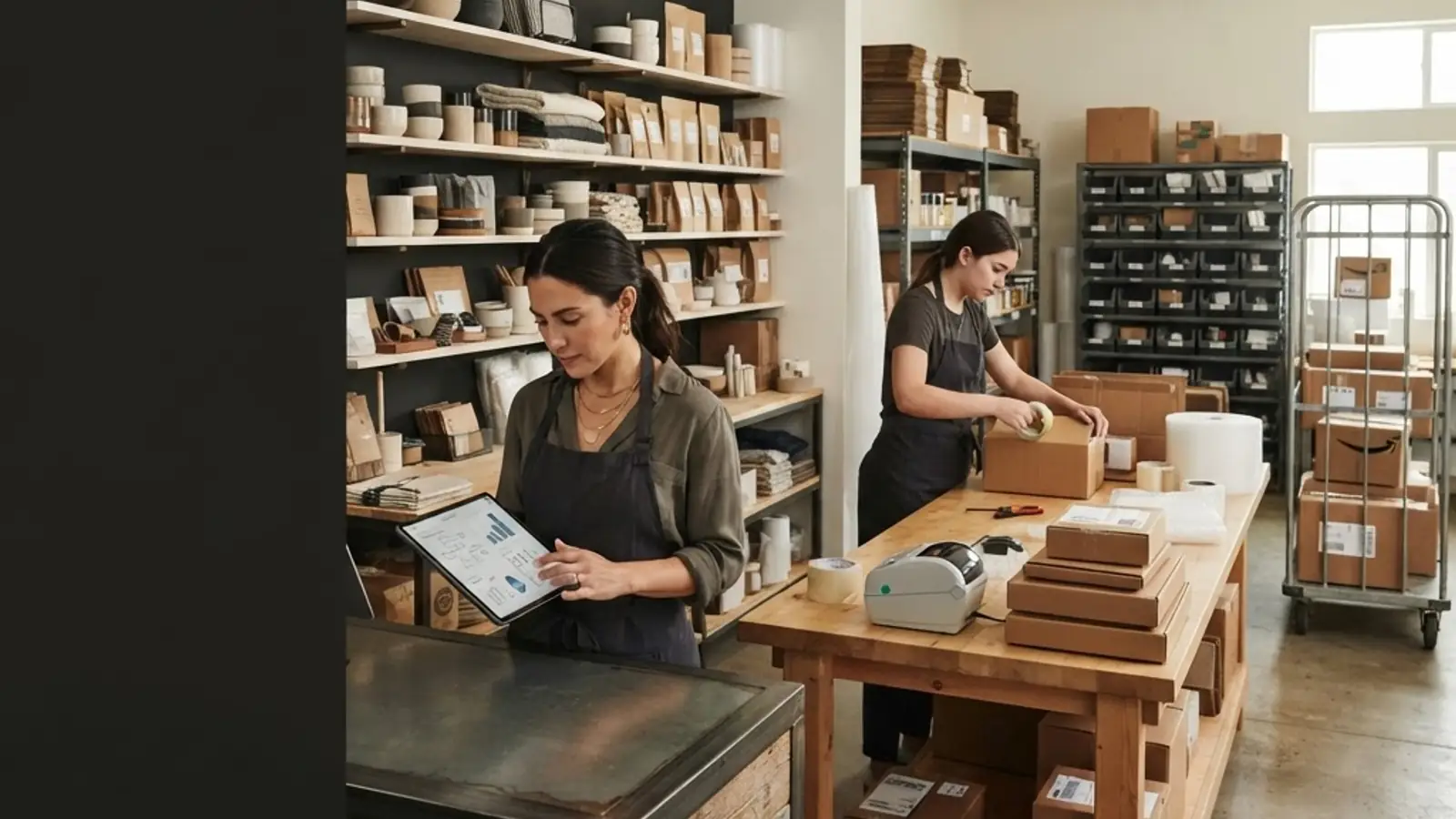 Local pickup counter connected to an organized ecommerce shipping operation