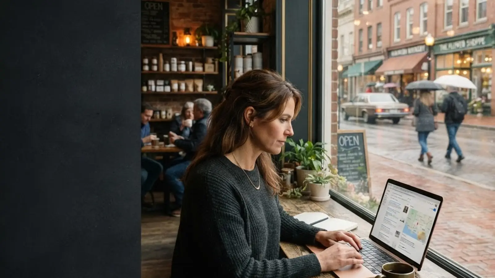 Local service business owner reviewing neighborhood search visibility